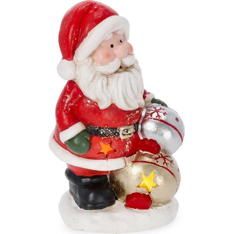 Babbo Natale statuetta in ceramica con luci led per decorazione natalizia -Classic (1/2)