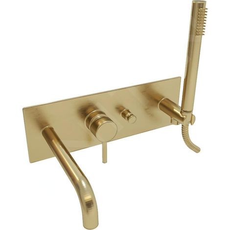 Paffoni Light - Mitigeur de baignoire encastré, avec accessoires et corps, doré brossé LIG001HGSP (1/2)