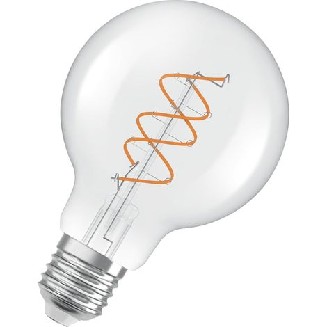 1 ampoule led e27, filament spirale, verre transparent, 7,2w 806lm, dimmable, intérieur décoratif