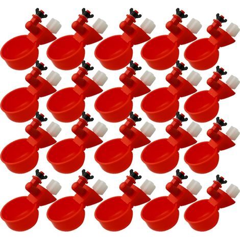 Lot de 20 gobelets en forme de poulet, abreuvoirs automatiques avec vis de fixation