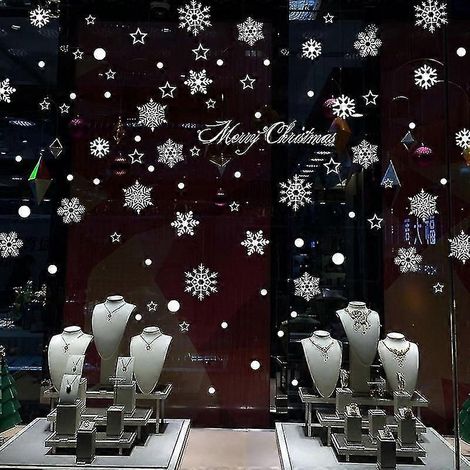 Autocollants décoratifs simples en forme de flocons de neige pour Noël, pour vitres et autres éléments de décoration (SK6012) (1/5)