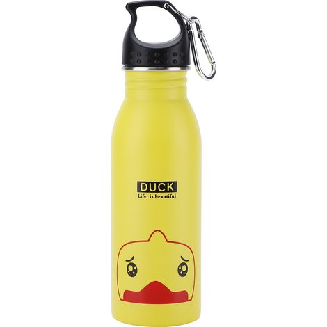 Isolierte Edelstahl-Trinkflasche für Kinder mit gelbem Entenmotiv - K601 (1/5)
