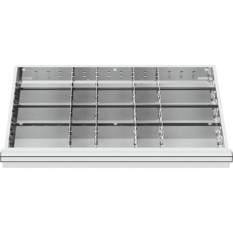 Compartimentage de tiroir STIER, séparations en métal, BLH 75 mm, dimensions intérieures 800x450 mm, 20 casiers (1/4)