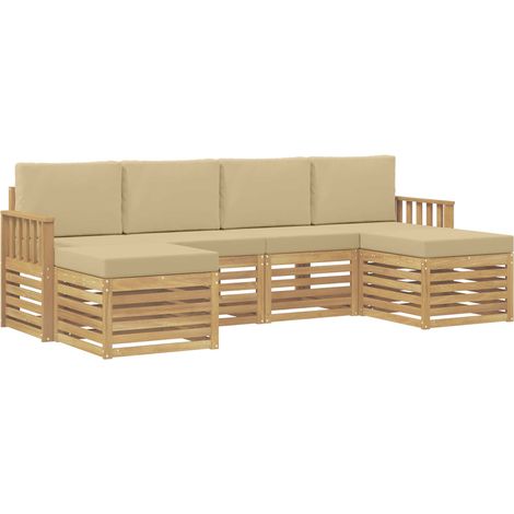 Ensemble de canapés d'extérieur 5 pc Blanc et Beige Polyester vidaXL
