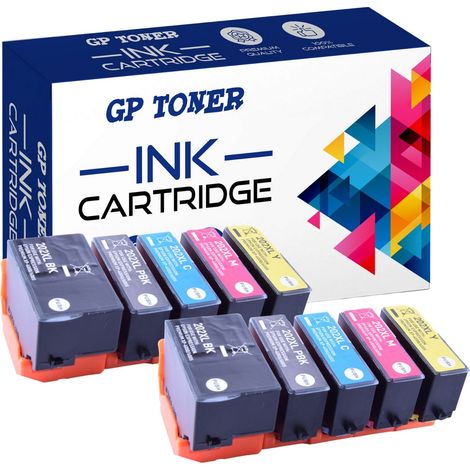 10 cartouches d'encre CMJN pour Epson GP-E202XL (x2) (1/5)