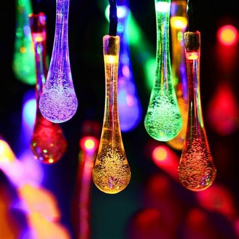 Guirlande Lumineuse Exterieure Solaire,20LED Gouttelettes Lumières Guirlande Solaire Étanche 8 Modes Lumières de Fête Décoration éclairage pour Jardin Terrasse Fête Noël Mariage (Multi) (1/5)