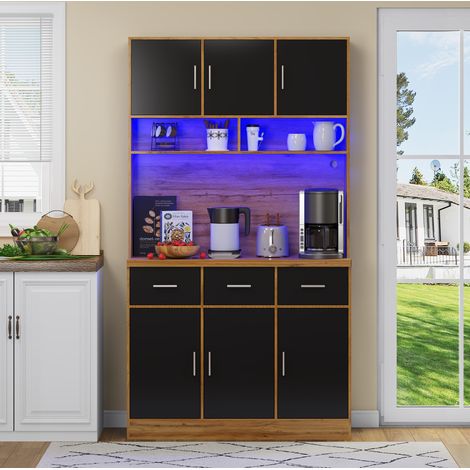 Küchenbuffet 100 x 40 x 180 cm mit LED, App, Schubladen, verstellbaren Böden und Steckdosen HAVRYA (1/5)