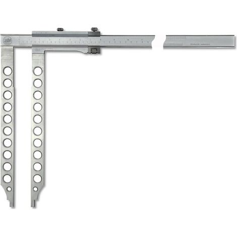 Messschieber active inox mattverchromt mit Feineinstellung ohne Spitzen mit langen Schnäbeln 800x400-1/20mm (1/2)