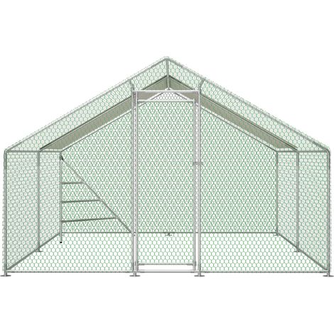 Metallvoliere 3x4 m mit Dach und Schloss, Gehege für Hühner und Kleintiere (1/5)
