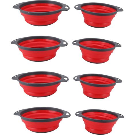 Lot de 4 paniers pliables à fruits avec poignée extensible, passoire à légumes, panier de rangement, égouttoir multifonction (1/5)