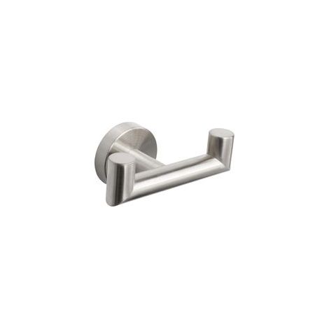 Lot de 1 crochets doubles en acier inoxydable pour salle de bain, salon, cuisine, à fixer au mur (nickel brossé) (1/5)