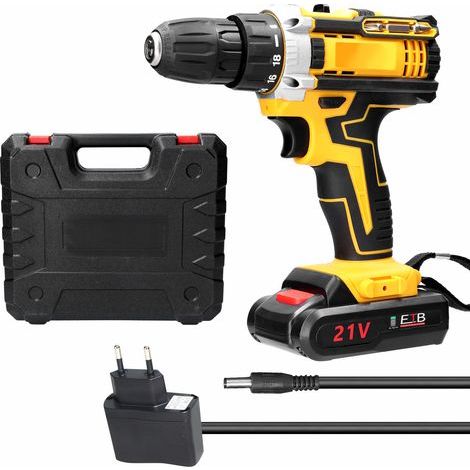 21V Cordless Drill Driver, Cordless Screwdriver with 1200mAh Batteries, 18 Adjustable Torque Speeds, LED Light, 25 Accessories and Carrying Case, for DIY Projects (1/5)
