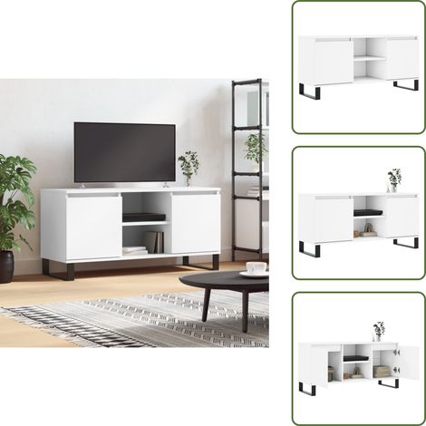 TV-Schrank Weiß 104x35x50 cm Holzwerkstoff - TV Schrank - Fernsehtisch - Regal - Wohnzimmermöbel - Weißer TV Stand