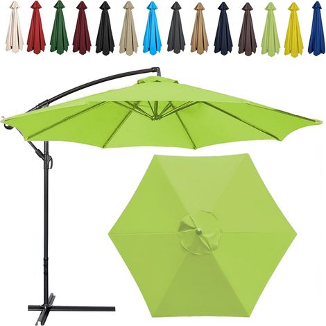Auvent De Remplacement pour Parasol , Toile De Parasol Déporté Remplacement Pour Cour, Jardin, Plage, Protection UV,8ribs-350cm,Taupe Foncé