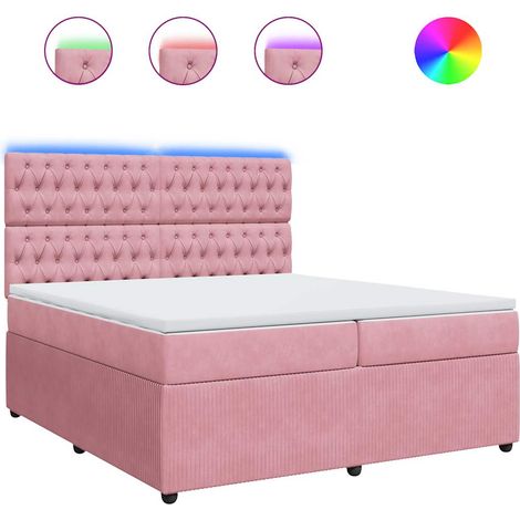 Maison Exclusive - Cama box spring con colchón terciopelo rosa 20
