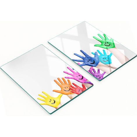 Taglieri da cucina in vetro con decorazioni dipinte a mano, 2x40x52 cm (1/5)
