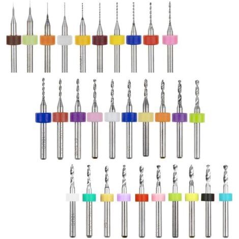 BUNTHAUS 30pcs Buse Outil de Nettoyage Kit, 0,1 millimètres à 3,0 millimètres de carbure de carte d'outils rotatoires de bijoux de gravure de par ordinateur réglée (1/5)
