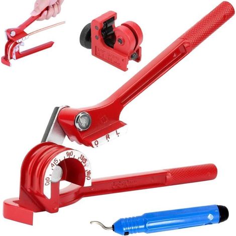 Cintreuse de 6/8/10 mm, Peut Cintrer avec Précision à des Angles de 0°/45°/90°/135°/180°, avec Coupe Tube et Ebavureur, pour Tubes Métalliques, Tubes en Cuivre et Tubes en Aluminium (Rouge) (1/5)