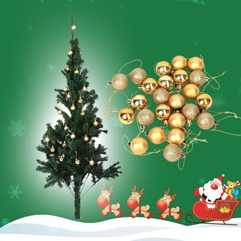 24 goldene Weihnachtskugeln zum Aufhängen, um Ihren Weihnachtsbaum, Ihr Zuhause oder Ihre Partys zu schmücken. (1/5)