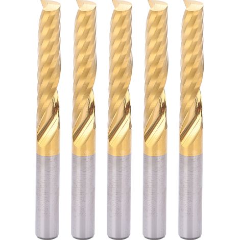 5 pièces Fraises en Spirale HSS pour CNC, Fraises à Queue 6mm, Set de Fraisage 32mm de Coupe (1/5)