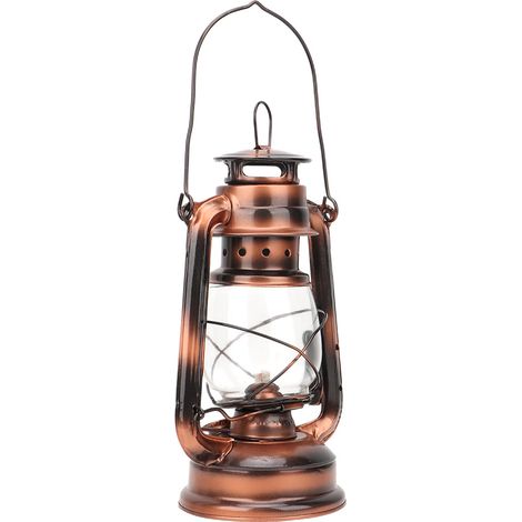 Lampe à pétrole rétro, lanterne en fer forgé, veilleuse, cadeau décoratif, couleur bronze (1/4)