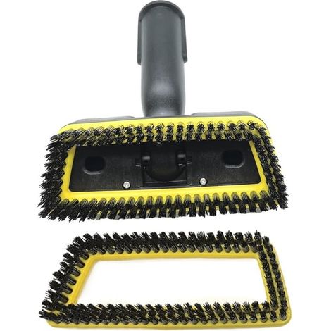 Brosse vapeur remplacement SC1-5 - Tête amovible avec poils nylon noir/transparent - Lot double avec tête supplémentaire - Zone de nettoyage 15x6cm