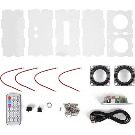 Kit d'enceinte Bluetooth à monter soi-même, lecteur MP3, son stéréo, mini-amplificateur 3 W avec télécommande, transparent (1/5)