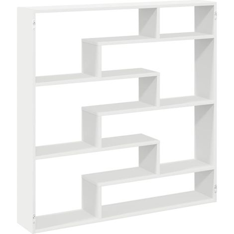 Étagère cube murale，Étagère flottante 7 compartiments blanc bois d'ingénierie CFW28775