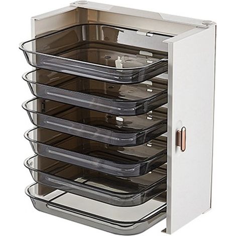 Étagère Murale 6 Niveaux Pliante pour Cuisine, Support de Rangement pour Plats et Ustensiles, Design Perlé Blanc, Gain de Place (1/5)