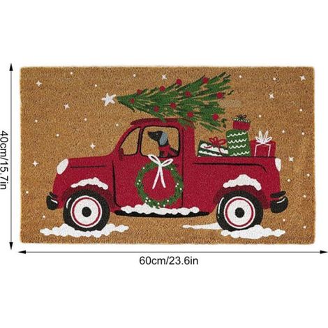 Paillasson Noël - Motif Voiture - Antidérapant - En Velours - 60 x 40 cm - 1 Pièce (1/5)