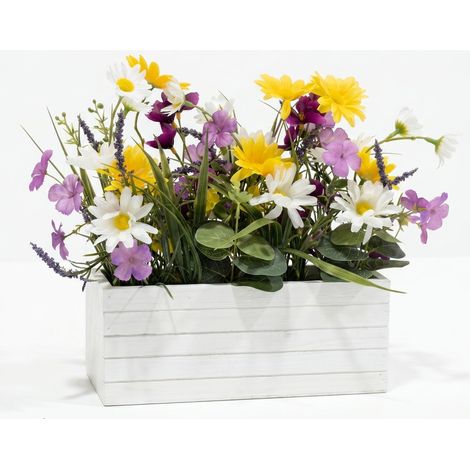 HOMESCAPES Artificial Spring Flowers in Rustic Trug, 30cm, Mixed (1/5)