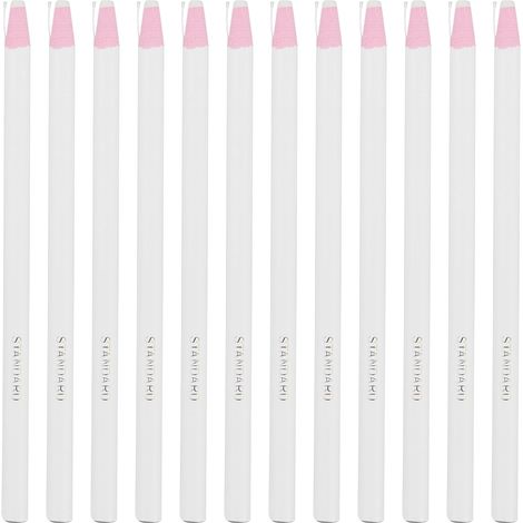 Crayon Gras Blanc - Lot de 12 - Bois et Cire - Marquage Multi-Supports - Industrie et Loisirs - 16,7 cm (1/5)