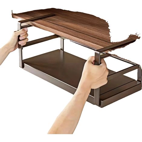 Panier de rangement sous étagère, largeur réglable, conception robuste, noir (1/2)