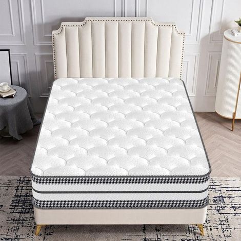 Matelas 90x200 cm - Epaisseur 25 cm, Hybride - Ressorts Ensachés + Mousse mémoire de Forme, Certifié Oeko-Tex ® - Soutien Mi-Ferme (1/5)