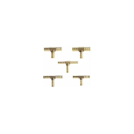 (10mm)5 Pièces Raccord en laiton de tuyau de carburant de manière à 3 voies en T pour tuyau de gaz à air comprimé