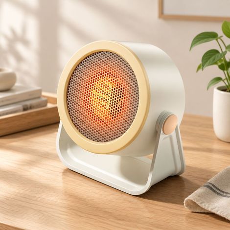 FLITI Radiateur électrique à convection silencieux et économique, chauffage instantané beige jaune pour bureau et dortoir étudiant, design moderne compact (1/5)
