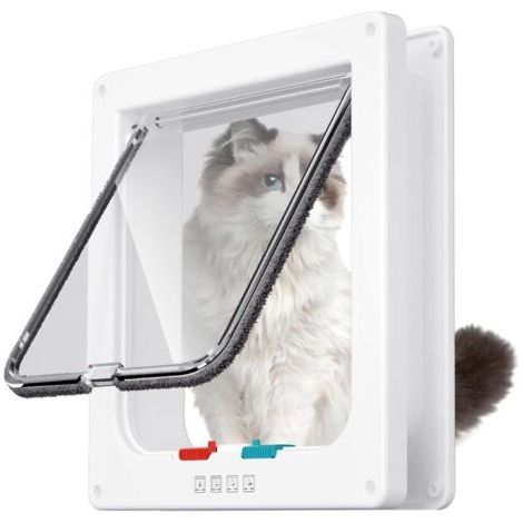 Safe Interior and Exterior Cat Doors with 4 Locking Modes for Windows and Walls (Black, Medium) (1/4)