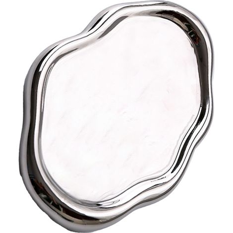 Plateau à bijoux ovale argenté, en céramique brillante, style moderne et élégant, idéal pour la maison ou comme cadeau. (1/5)