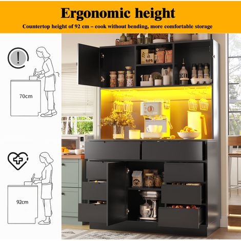 Meuble haut de style moderne, armoire de cuisine avec éclairage LED intelligent. Des meubles adaptés au salon également. Il y a 8 tiroirs, fermoirs magnétiques. (1/5)
