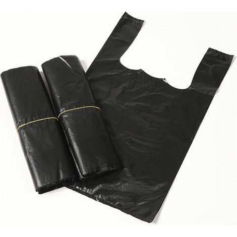 Lot de 300 sacs poubelle sanitaires noirs pour femme - Petits sacs poubelle pour salle de bain, serviettes hygiéniques, sacs en plastique avec poignées pour la maison et la cuisine-24x37cm noir (1/4)
