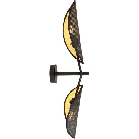 Lampada a Parete Vene, Acciaio verniciato a polvere, Tessuto, Nero, Oro, 12x67x12 cm