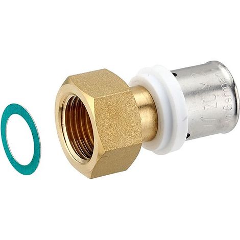 Press-Verschraubung mit Überwurfmutter 1/2'' IG - flachdichtend - für Alu-Verbundrohr 20 x 2,0 mm