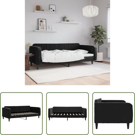 Schlafsofa - Tagesbett Schwarz 90x190 cm Samt (1/5)