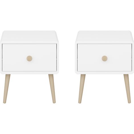 Gaia table de nuit 2 pcs. avec 1 tiroir blanc. (1/5)