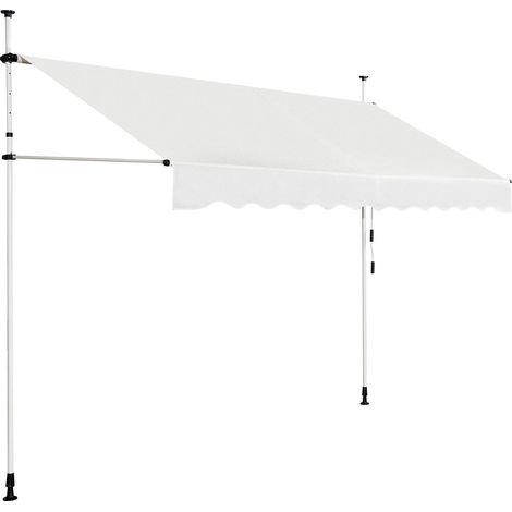COSTWAY Klemmmarkise Sonnenschutz, Balkonmarkise hoehenverstellbar 200-300cm, Sonnenmarkise mit Handkurbel ohne Bohren 300cm breit, beige