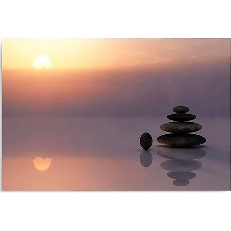 Tableau bois pierres zen 6 - 40 x 30 cm (1/4)