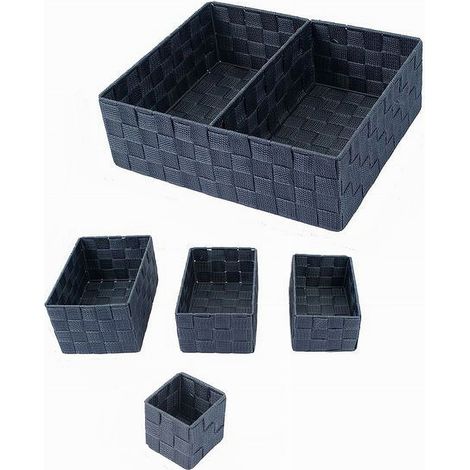 TRADE SHOP - 11 Pz Scatole Tessuto Componibili Organizer Bagno Armadi Cassetti Scaffali 79080 -