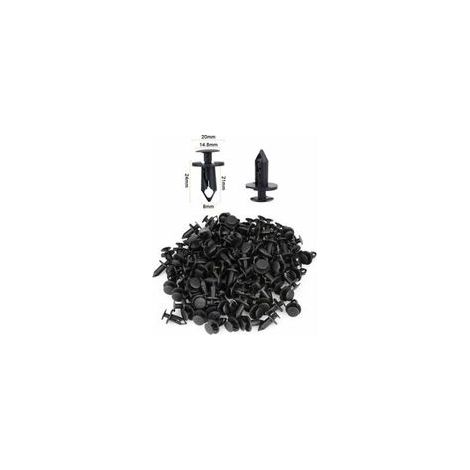 Lot de 120 rivets en plastique noir 8 mm – Clips de garniture pour pare-chocs et garde-boue – Résistants aux hautes températures