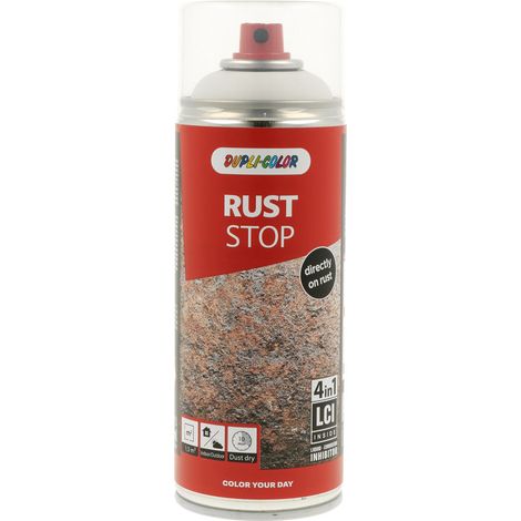 PEINTURE ANTIROUILLE RAL9010 SATINE 4 EN 1 RUST STOP 400ML DUPLI