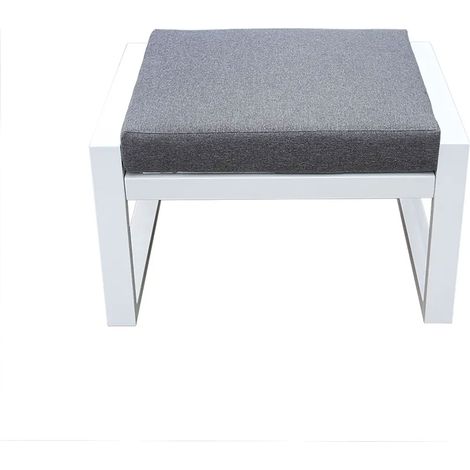Pouf da Giardino Mikonos 67,5x53x45 cm in Alluminio e Tessuto Tecnico Grigio e Bianco (1/5)